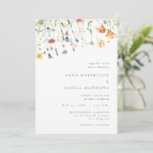 Minimal Wildflower QR Code Wedding Invitation 招待状 (スタンド正面)