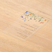 Minimal Wildflower Wedding アクリル招待状 (レイダウン)