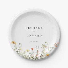 Minimal Wildflower Wedding ペーパープレート