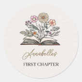 Minimal Wildflower Whimsical Story Book Themed  ラウンドシール (正面)