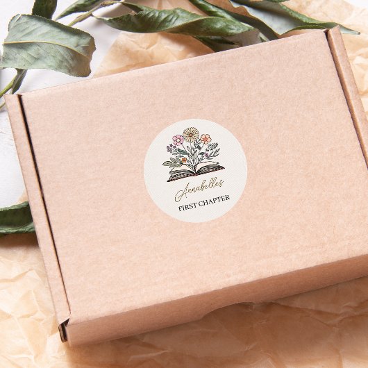 Minimal Wildflower Whimsical Story Book Themed  ラウンドシール