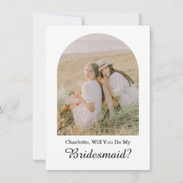 Minimal Will You Be My Bridesmaid Arch Photo Card カード
