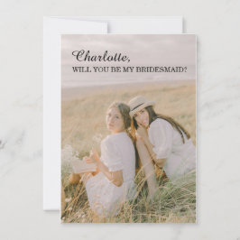Minimal Will You Be My Bridesmaid Photo Card カード