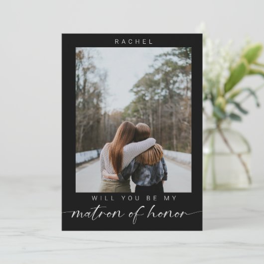 Minimal Will you be my Matron of Honor Photo Chic  招待状 (スタンド正面)