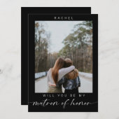 Minimal Will you be my Matron of Honor Photo Chic  招待状 (正面/裏面)