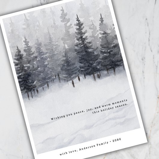 Minimal Winter Art Pine Trees Snow Greetings  シーズンカード