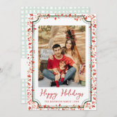 Minimal Winter Berries Happy Holidays 1 Photo シーズンカード (正面/裏面)