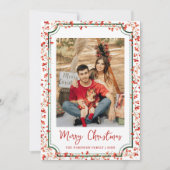 Minimal Winter Berries Merry Christmas 1 Photo シーズンカード (正面)