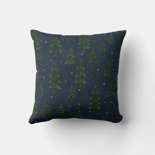 Minimal Winter Pine Tree Pattern Throw Pillow クッション (裏面)