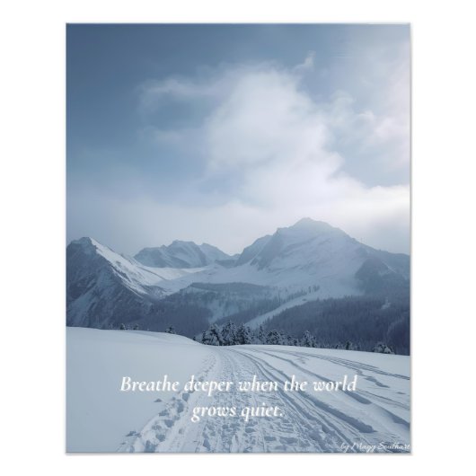 Minimal Winter Quote Poster – “Breathe Deeper” フォトプリント (正面)