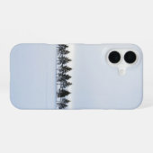 Minimal Winter Tiny Trees White Phone Case iPhone 16ケース (裏面横)