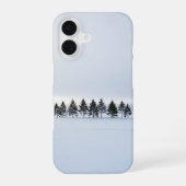 Minimal Winter Tiny Trees White Phone Case iPhone 16ケース (裏面)