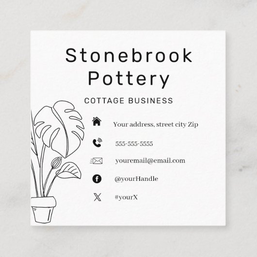 Minimal Woman Illustration Pottery Wheel | Square スクエア名刺 (裏面)