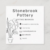 Minimal Woman Illustration Pottery Wheel | Square  スクエア名刺 (裏面)