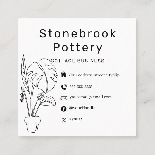 Minimal Woman Illustration Pottery Wheel | Square  スクエア名刺 (裏面)