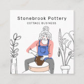 Minimal Woman Illustration Pottery Wheel | Square  スクエア名刺 (正面)