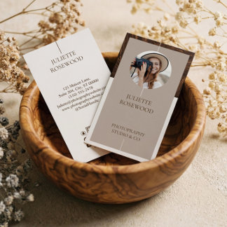 Minimal Woodgrain Photo Photography Professional  名刺