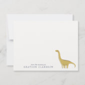 Minimal Yellow Dinosaur Nursery Note Card 招待状 (正面)