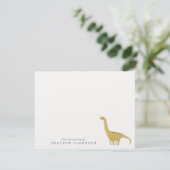 Minimal Yellow Dinosaur Nursery Note Card 招待状 (スタンド正面)
