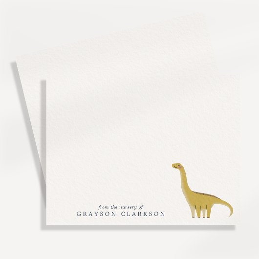 Minimal Yellow Dinosaur Nursery Note Card 招待状