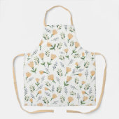 Minimal Yellow Floral Scandinavian エプロン (正面)
