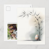 Minimal Zen Spring Bamboo Easter Egg シーズンポストカード (正面/裏面)