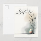 Minimal Zen Spring Bamboo Easter Egg 案内ポストカード (正面/裏面)