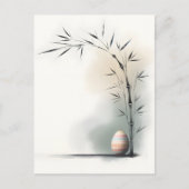 Minimal Zen Spring Bamboo Easter Egg 案内ポストカード (正面)