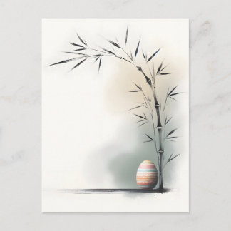 Minimal Zen Spring Bamboo Easter Egg 案内ポストカード