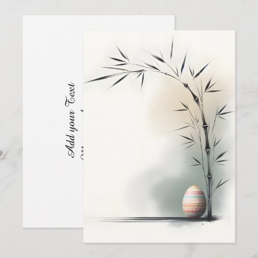 Minimal Zen Spring Bamboo Easter Egg 案内状 (正面/裏面)