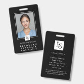 MinimalBlack White Script Lash Photo Logo バッジ (正面＆裏面)