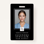 MinimalBlack White Script Lash Photo Logo バッジ (正面)