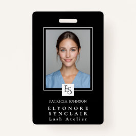 MinimalBlack White Script Lash Photo Logo バッジ