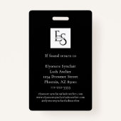 MinimalBlack White Script Lash Photo Logo バッジ (裏面)