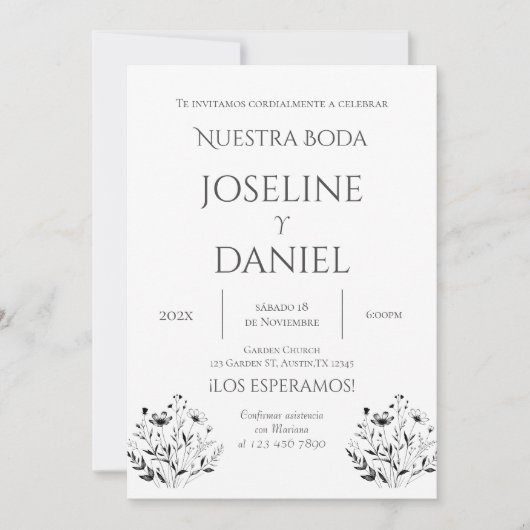 Minimalis Wedding Invitation in Spanish 招待状 (正面)