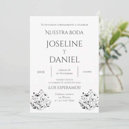 Minimalis Wedding Invitation in Spanish 招待状 (スタンド正面)