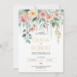 Minimalism and flowers Wedding Invitation シーズンカード