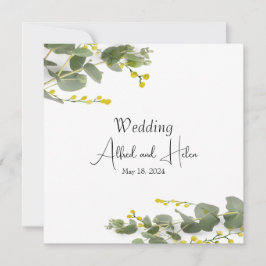 Minimalismo de flores de mimosa 招待状