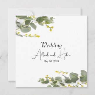 Minimalismo de flores de mimosa 招待状