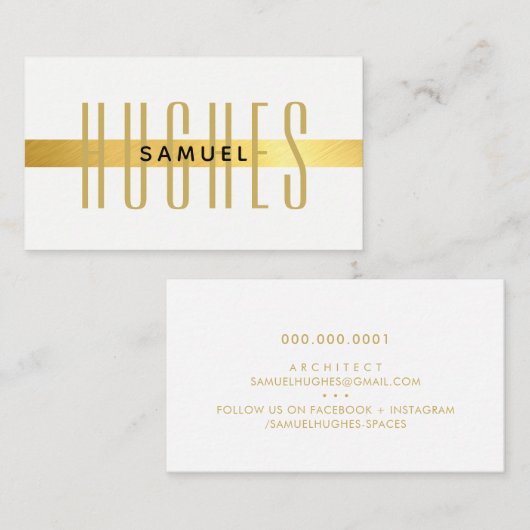 MINIMALISTシンプル名男らし黒とフェイク金ゴールド 名刺 (正面/裏面)