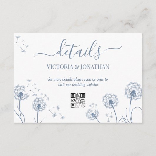 MInimalistブルー結婚フローラ詳細 エンクロージャーカード (正面)