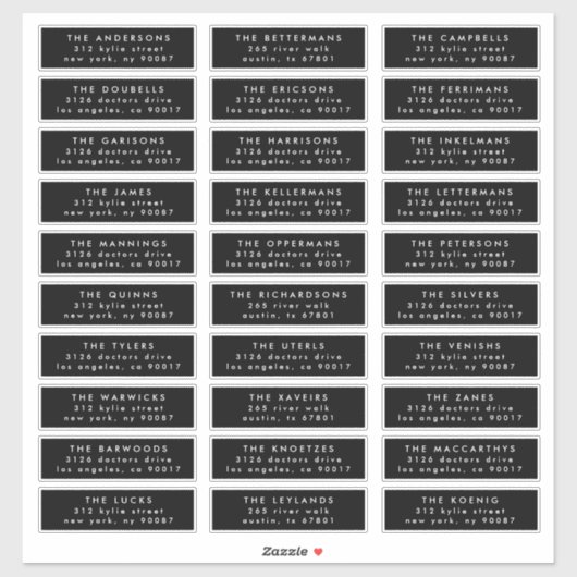 MINIMALIST個人の結婚ゲストアドレス シール (シート)