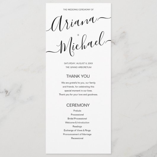 Minimalist白黒の名前結婚スクリプト プログラム (正面)