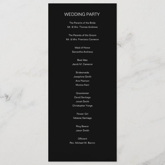 Minimalist白黒の名前結婚スクリプト プログラム (裏面)