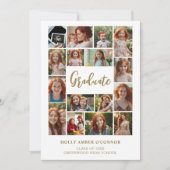 Minimalist 16 Photos Time Life Graduate Collage 招待状 (正面)