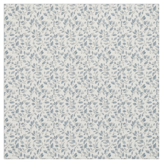 Minimalist 1940s Eucalyptus Slate Blue Sprig ファブリック (見本)