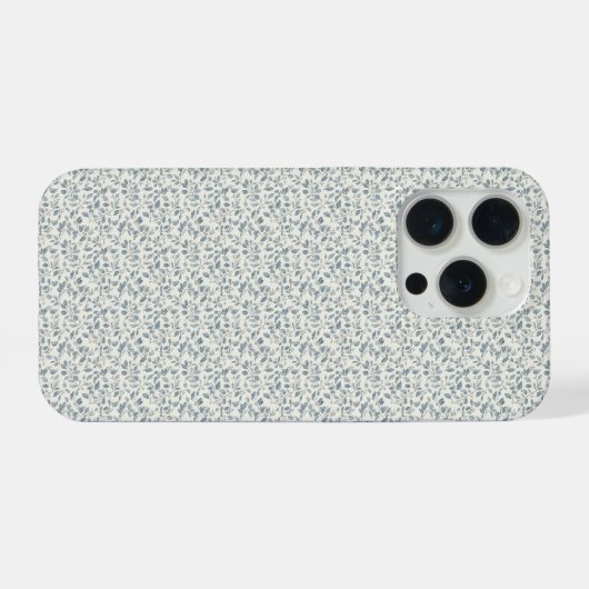 Minimalist 1940s Eucalyptus Slate Blue Sprig iPhoneケース (裏面横)
