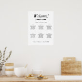 Minimalist-1 B&W Wedding 6 Tables Seating Chart ポスター (キッチン)