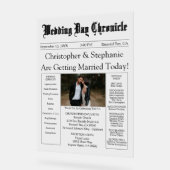 Minimalist 1 Photo Elegant Script Wedding Program アクリルサイン (傾斜)