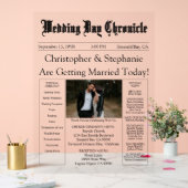 Minimalist 1 Photo Elegant Script Wedding Program アクリルサイン (ウェディング)